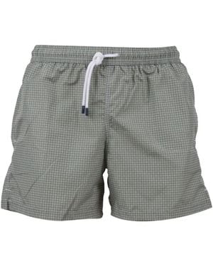 Fedeli Logo-Patch Swim Shorts - Grey