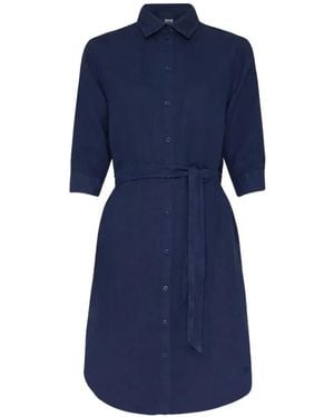 Vilebrequin Ludovie Belted Linen Shirt Midi Dress - Blue