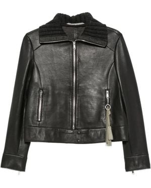 The Jackie Leathers Veste En Cuir À Fermeture Zippée - Black