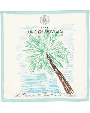 Jacquemus Palm Tree-Print Silk Bandana - Blue