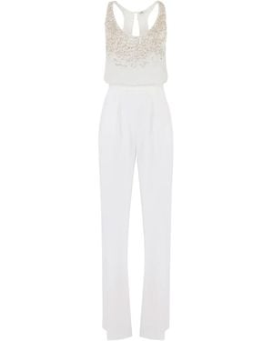 Elisabetta Franchi Jumpsuit Mit Kristallen - Weiß