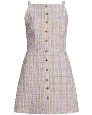 Markarian Skye Plaid Seersucker Mini Dress - Grey