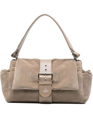 Vivienne Westwood Xl Hazel Treasure Buckled Shoulder Bag - Natural