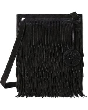 Mulberry Mini Soft Tote Fringed Suede Tote Bag - Black