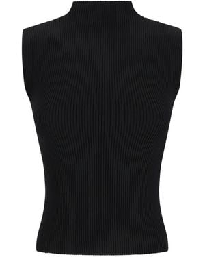 Magda Butrym Ribbed-Knit High-Neck Top - Black
