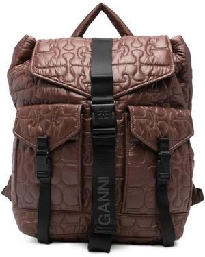Ganni Gesteppter Re-Tech Rucksack - Braun