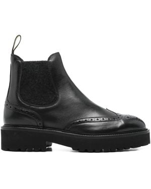 Doucal's Elastic-Panel Brogue Boots - Black