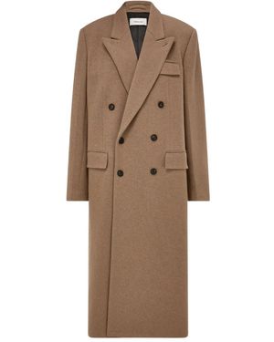 Ferragamo Jersey Interlock Double Breasted Coat - Natural