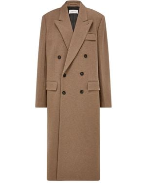 Ferragamo Cappotto Doppiopetto Con Revers A Lancia - Neutro