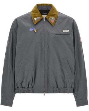 Song For The Mute Corduroy-Collar Brooch-Embellished Jacket - Grey