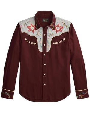 RRL Floral-Embroidered Shirt - Purple