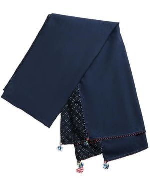 Péro Beaded-embellished Patterned Scarf - ブルー