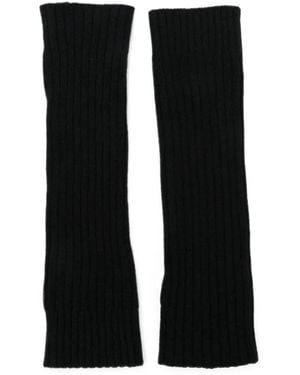 C.T.Plage Ribbed-Knit Fingerless Gloves - Black