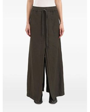 Andrea Ya'aqov Drawstring-Waist Front-Slit Maxi Skirt - Green
