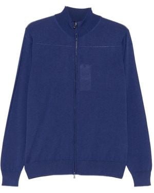 FILIPPO DE LAURENTIIS Zip-Up High-Neck Cardigan - Blue