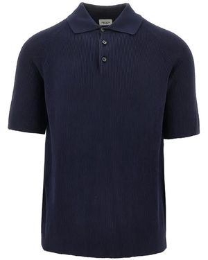 GALLIA Ribbed Polo Shirt - Blue