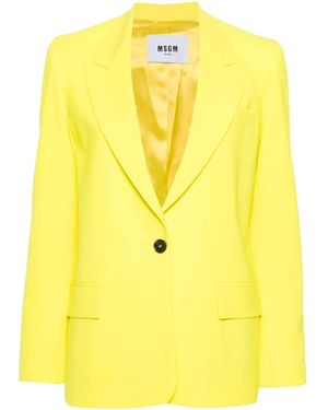 MSGM Single-Breasted Peak-Lapels Blazer - Yellow