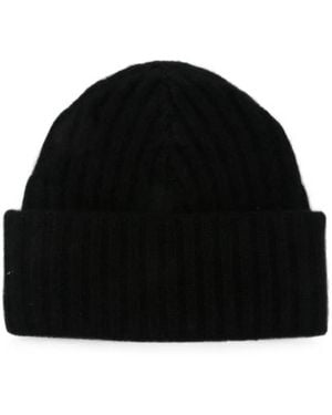 Liska Lina Ribbed-Knit Cashmere Beanie Hat - Black