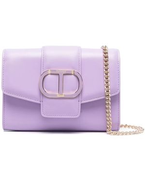 Twinset Sac À Bandoulière Amie À Plaque Logo - Violet