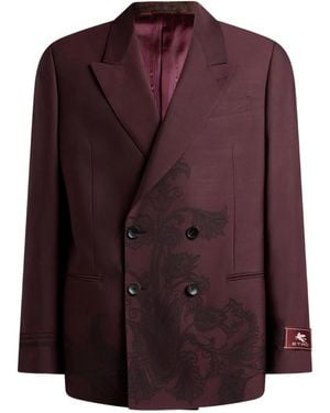 Etro Paisley-Motif Double-Breasted Jacket - Purple