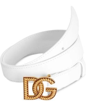 Dolce & Gabbana Calfskin Belt - White