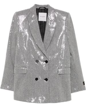 ERMANNO FIRENZE Sequin-Embellished Houndstooth Blazer - Gray