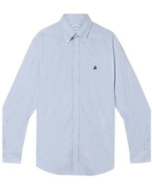 Brooks Brothers Striped Embroidered-Logo Shirt - Blue