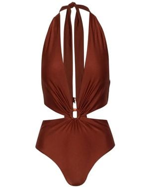 Baobab Selena V-Neck Ring-Detail Swimsuit - Red