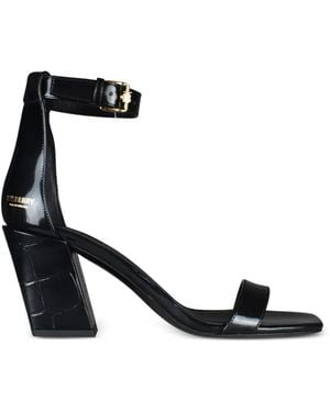 Burberry Crocodile-Effect Strap Sandals - Black