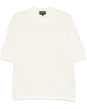 Emporio Armani Chevron-Knit Short-Sleeve Top - White