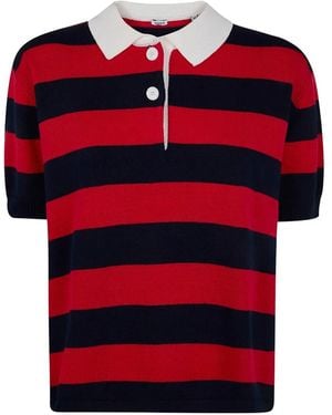 Aspesi Stripe Polo Shirt - Red