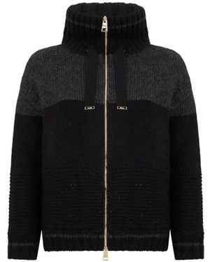 Herno Sequin-Embellished Funnel-Neck Cardigan - Black