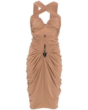 MITILIANE COUTURE Draped-Design Midi Dress - White