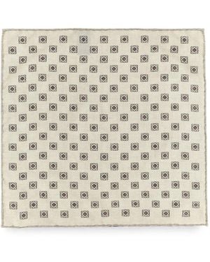 Brunello Cucinelli Geometric-Print Silk Pocket Square - Natural