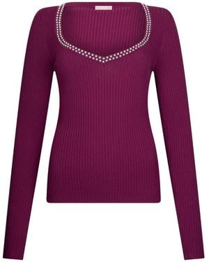 Liu Jo V-Neck Studded Top - Purple