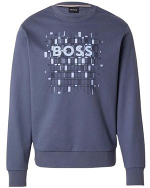 BOSS Logo-Print Sweatshirt - Blue