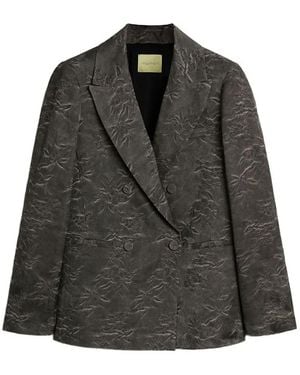 Momoní Jacquard Double-Breasted Jacket - Black