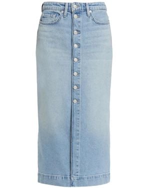 7 For All Mankind Buttoned Cotton Midi Skirt - Blue