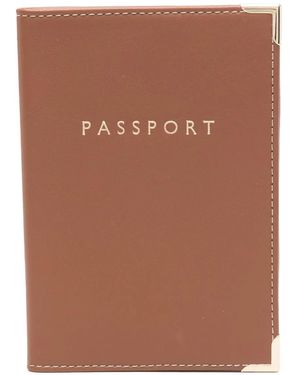 Aspinal of London Leather Passport Cover - Brown