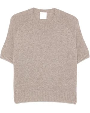 Allude Short-Sleeve Cashmere Sweater - Natural