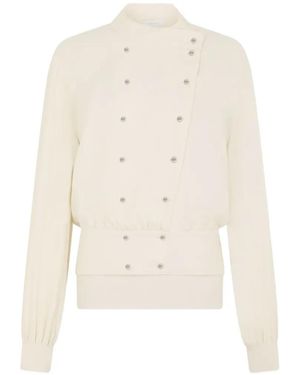 Rabanne Crepe Blouse With Pearl Inspired Jewelery Buttons - White