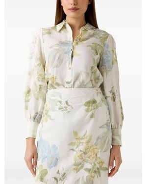Guess Linen-Blend Printed Shirt - Grey