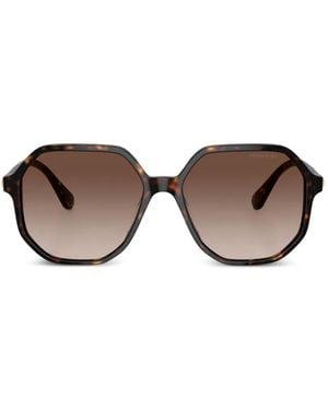 Swarovski Crystal-Embellished Geometric-Frame Sunglasses - Brown
