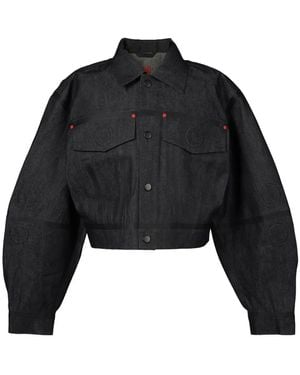 Walter Van Beirendonck Jeansjacke Mit Prägung - Schwarz