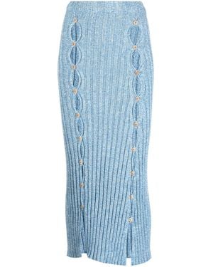 Baserange Cut-Out Organic Cotton Midi Skirt - Blue