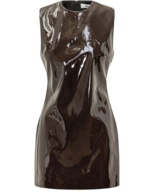 MSGM Vinyl Sleeveless Mini Dress - Brown