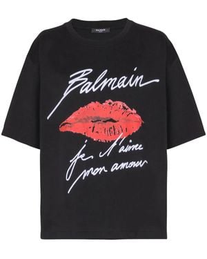 Balmain T-Shirt Con Stampa Kiss - Nero
