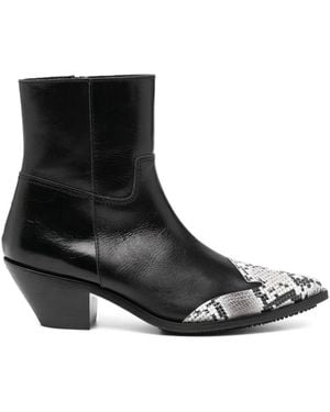 Junya Watanabe 50Mm Snakeskin-Print Boots - Black