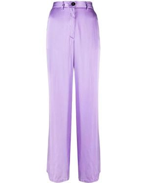 forte_forte Loose-Fitting Silk Pants - Purple