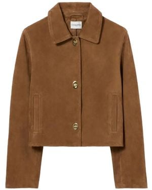 Claudie Pierlot Turn-Lock Leather Jacket - Brown